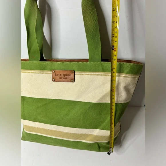 Kate Spade Green and Cream Striped Tote - Picture 6 of 11